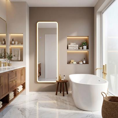 LED wandspiegel Classico 50x160cm Brush Gold