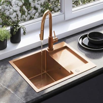 Стоманена мивка Paul BRUSH COPPER