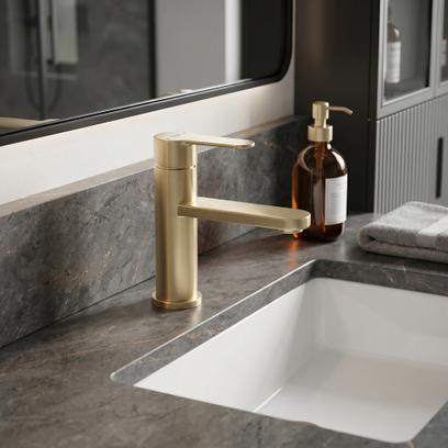 Robinet de salle de bain Rea Arcos Brush Gold