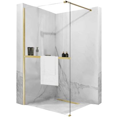 Duschwand Rea Aero Gold Brush N 100 Walk In + EVO