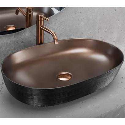 Umywalka nablatowa Rea Cleo 61 Copper Brush / Black