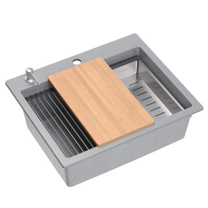 Granitspülbecken KURT 110 WORKSTATION Grey Metallic