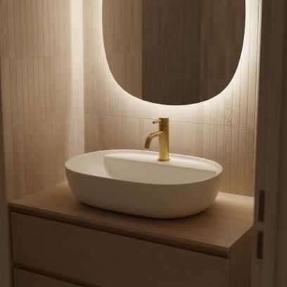 Umywalka Nablatowa REA Aura 51 White Matt