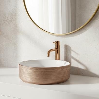 Umywalka nablatowa Rea Sami Brush Rose Gold