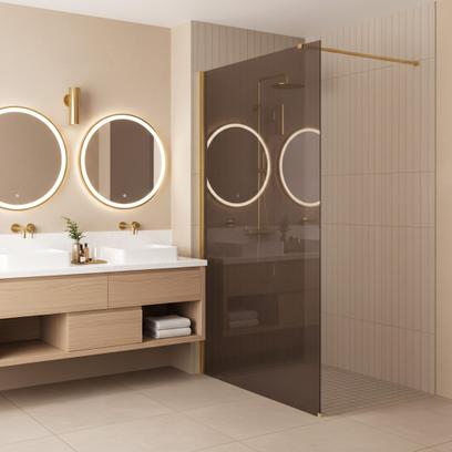 Душова стінка Rea Flexi Brown / Gold 120