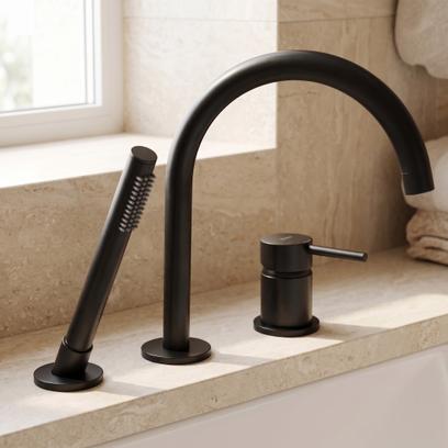 3-Hole Bathtub Faucet Rea Lungo Black