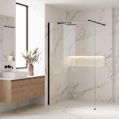 Tuš zaslon Rea Flexi Transparent / Black 140