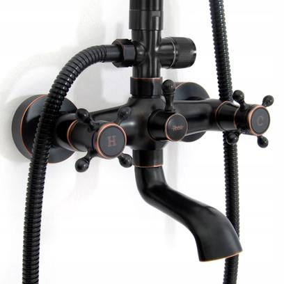 Shower set with shower spout Rea Retro Old Black
