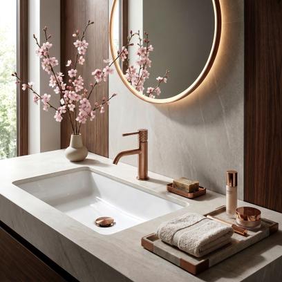 Robinet de lavabo Rea Lungo Diamond Brush Copper