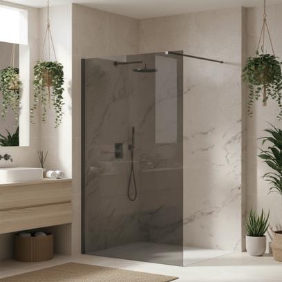 Duschwand Rea Flexi Grey / Titan 80