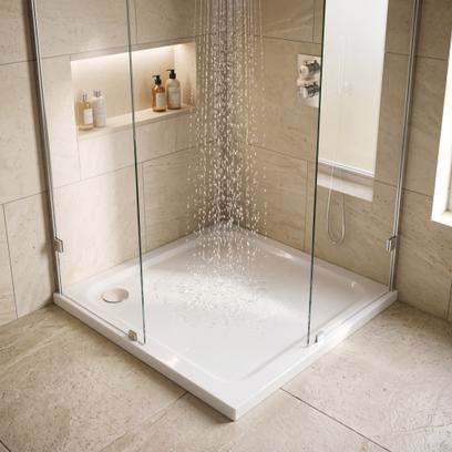 Dušikabiin Rea Belmond White 90x90 Chrome