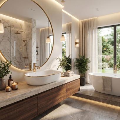 Ceramic Countertop Basin Rea CLEO White Gold Edge