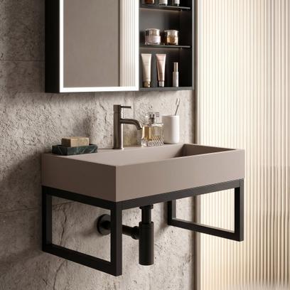 Konglomerāta izlietne Rea GOYA 50CM Taupe + rāmis