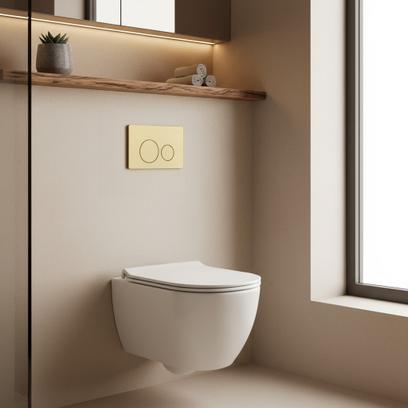 Podomietkový WC systém K011A-Q + tlačidlá I Brush Gold