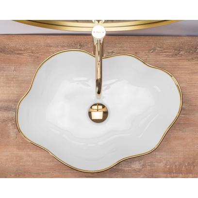 Countertop washbasin Rea Pearl Gold Edge