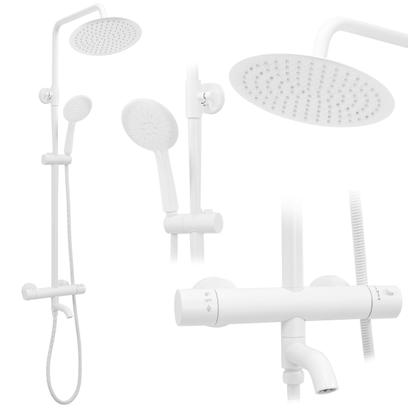 Thermostatic shower set Lungo White Matt Matt