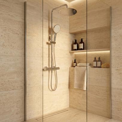Shower set without spout with thermostat Rea Lungo Chrome