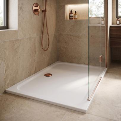 Dušo irklavimo baseinas Rea Belmond White 80x100 Brush Copper