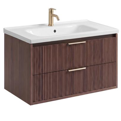 Szafka łazienkowa z umywalką Rea Sherry 80cm Brown Walnut