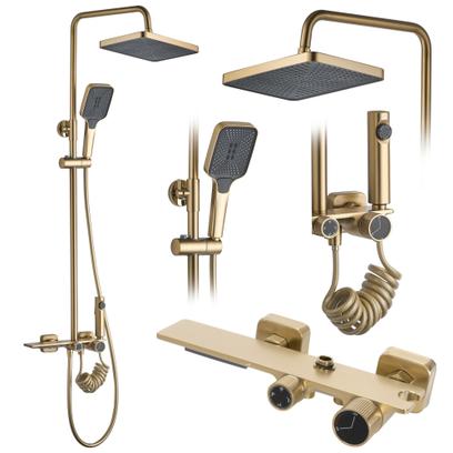 Shower set REA HELIX Brush Gold