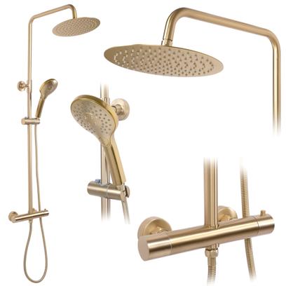 Shower set with thermostatic mixer REA VINCENT Gold Brushed