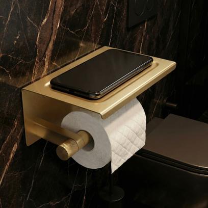 Držiak na toaletný papier s poličkou 39105A ORI Brush Gold