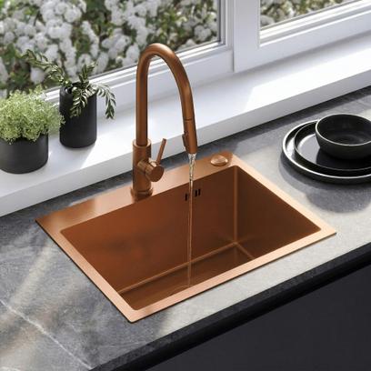 Стоманена мивка Liam BRUSH COPPER
