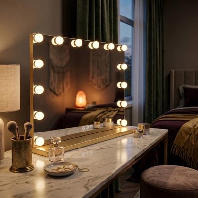 LED Spiegel HOLLYWOOD L.Gold